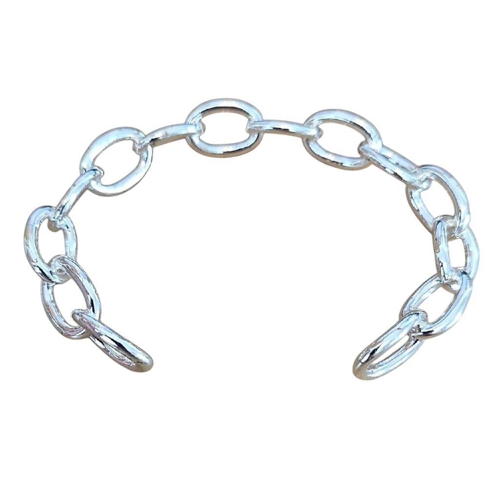 Stylish Silverplate Chain Link Cuff Bracelet